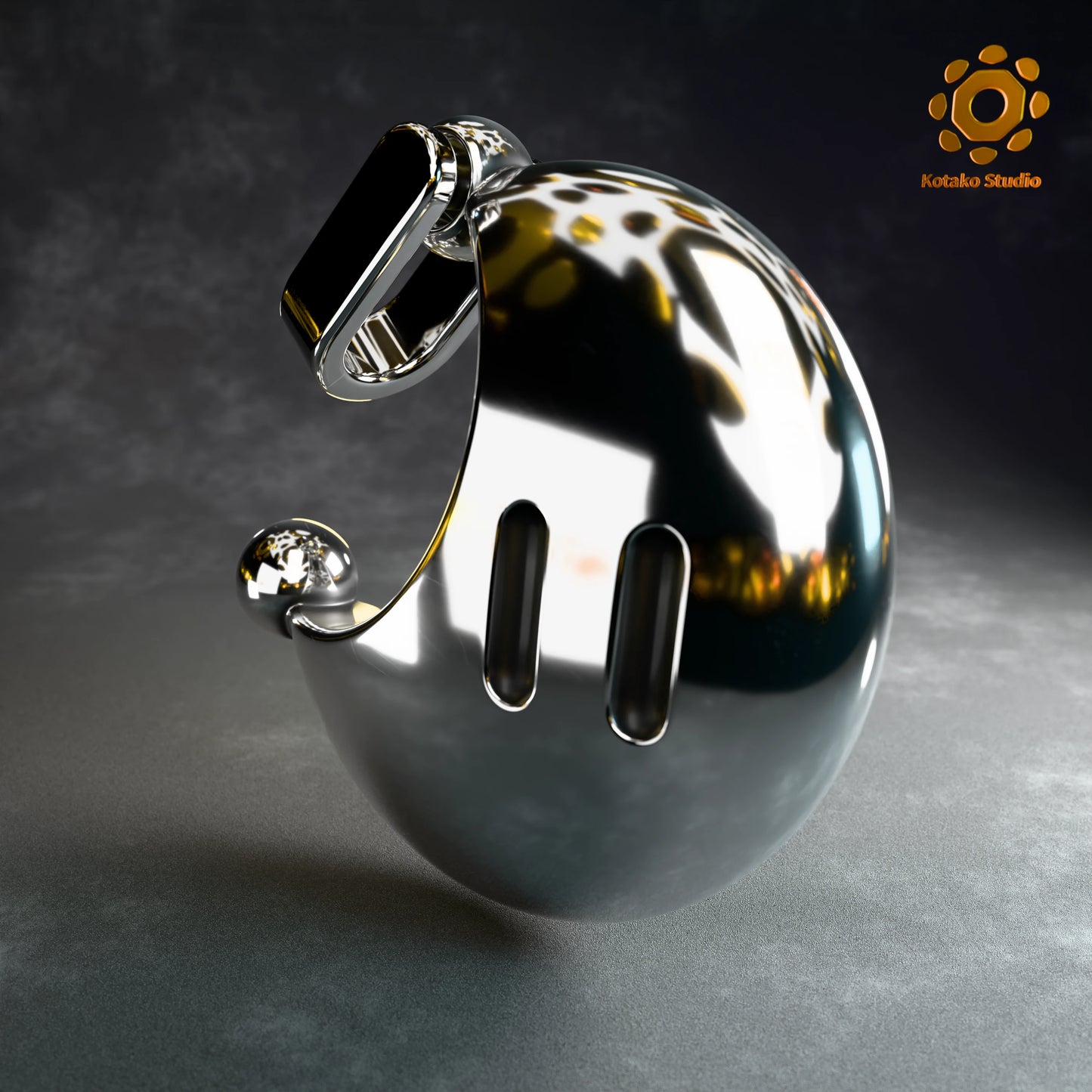 Sterling silver Power Moon pendant from Super Mario Odyssey, angled front view.