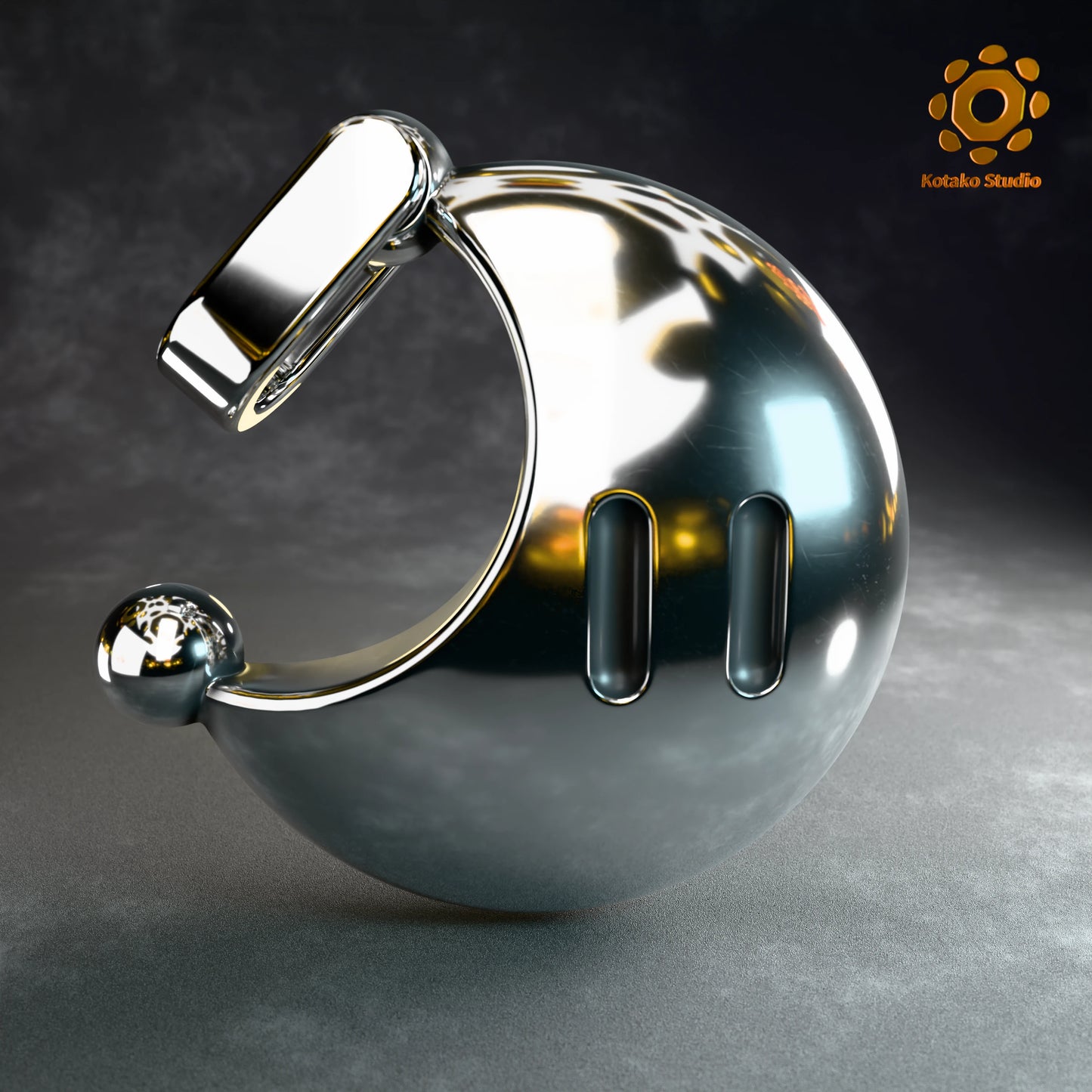 Sterling silver Power Moon pendant from Super Mario Odyssey, front view.
