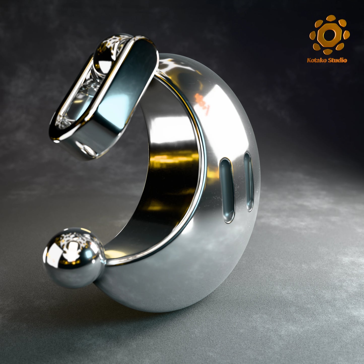 Sterling silver Power Moon pendant from Super Mario Odyssey, angled front view.