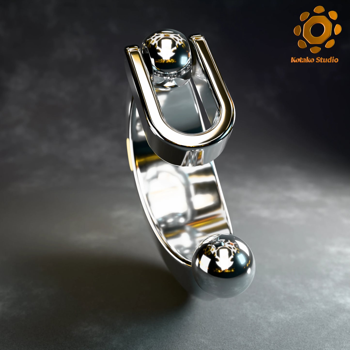 Sterling silver Power Moon pendant from Super Mario Odyssey, side profile and bail detail.