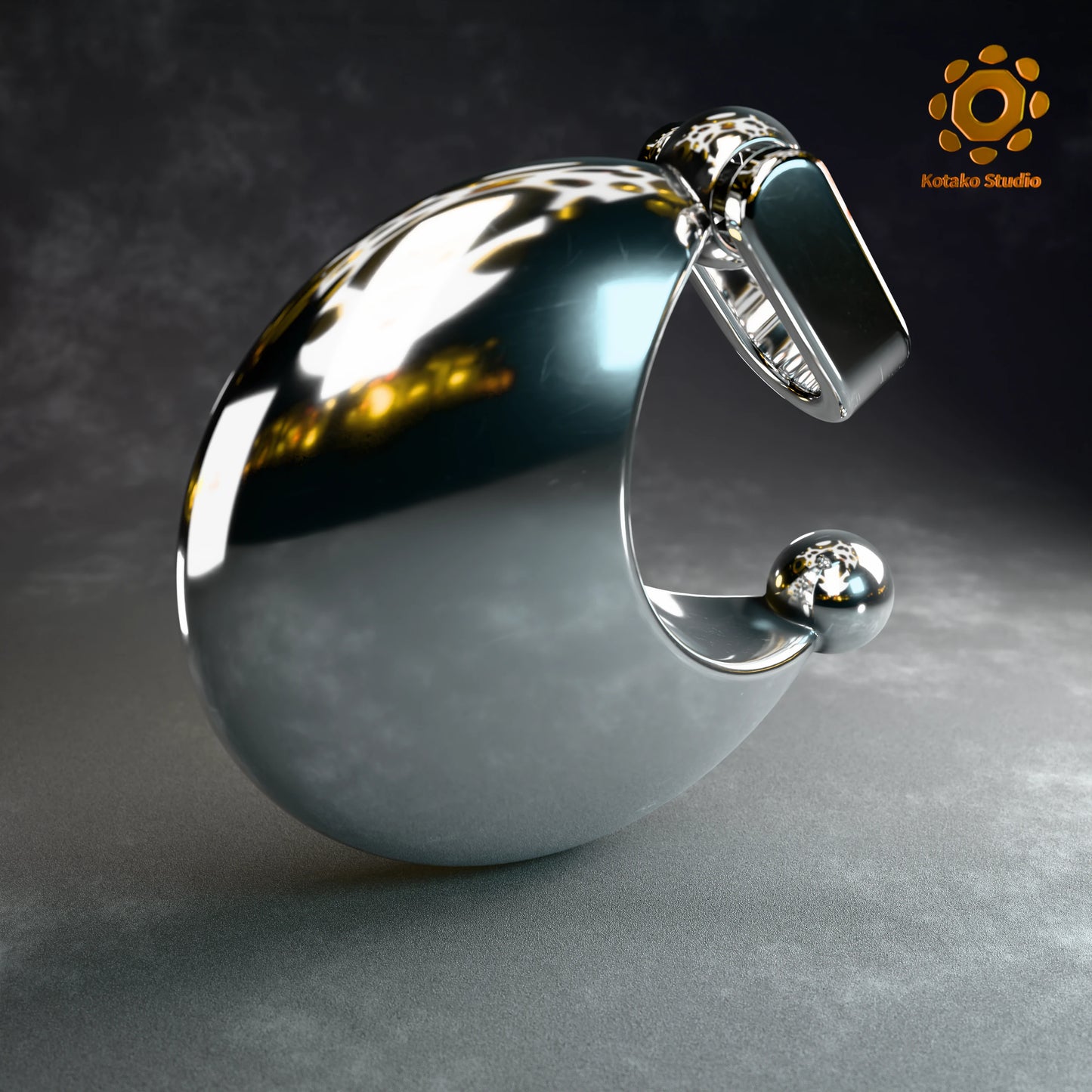 Sterling silver Power Moon pendant from Super Mario Odyssey, back view.