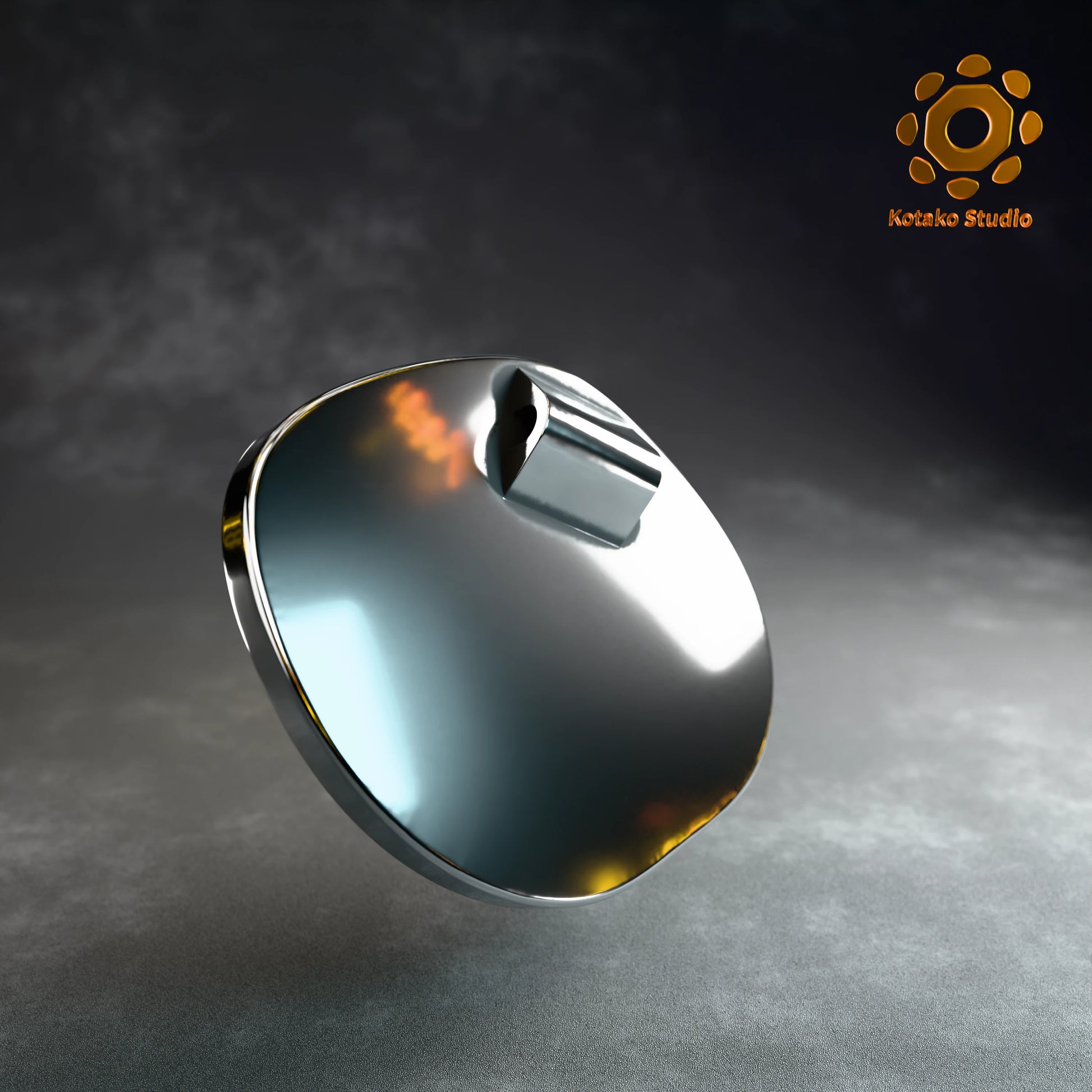 Back view of the Hololive Advent sterling silver pin with black vitreous enamel.