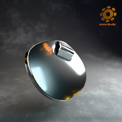 Back view of the Hololive Advent sterling silver pin with black vitreous enamel.