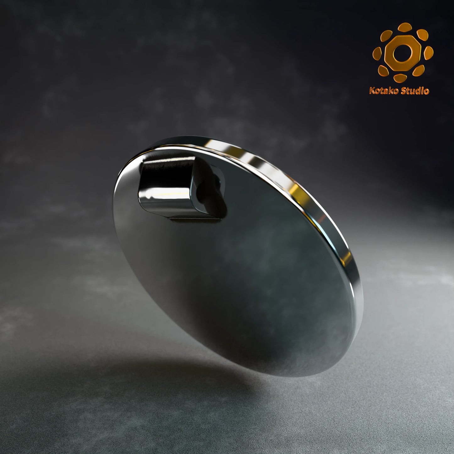 Back view of the Hololive Myth sterling silver pin with red vitreous enamel.