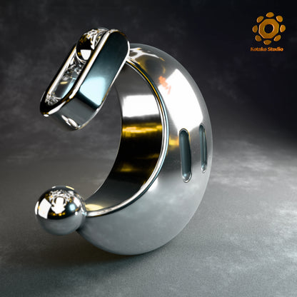 Sterling silver Power Moon pendant from Super Mario Odyssey, angled front view.