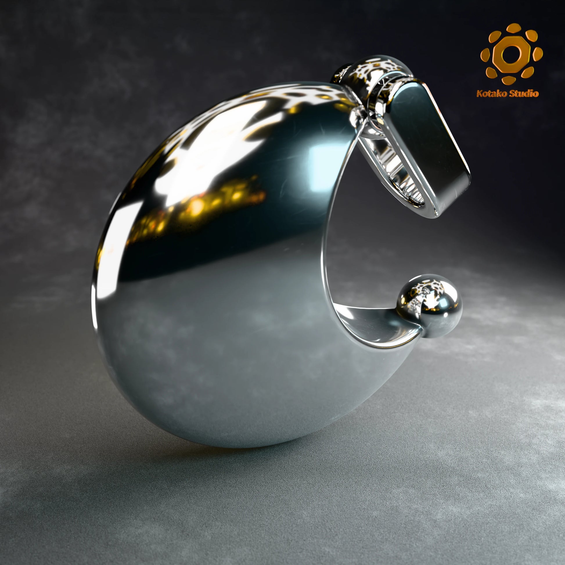 Sterling silver Power Moon pendant from Super Mario Odyssey, back view.