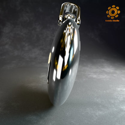 Sterling silver Power Moon pendant from Super Mario Odyssey, side profile.