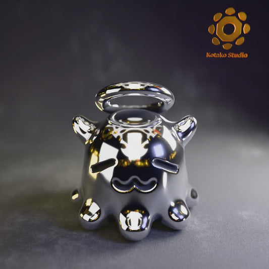 Video of the sterling silver Takodachi charm rotating on it's own axis to showcase it's shape.