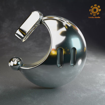 Video of the sterling silver Super Mario Odyssey Power Moon pendant, rotating on it's own axis to showcase it's shape.