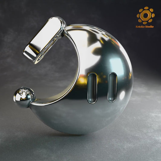Video of the sterling silver Super Mario Odyssey Power Moon pendant, rotating on it's own axis to showcase it's shape.